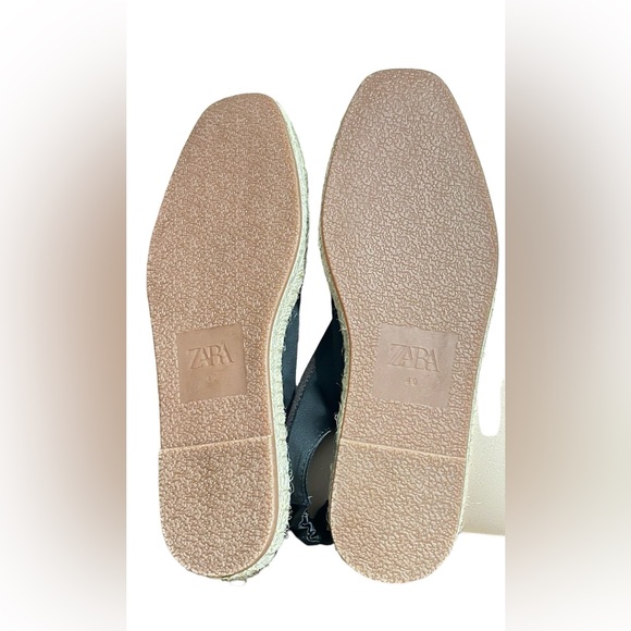 NWT Women ZARA Black Satin Effect Slip-on Espadrilles Flat Mule Shoes EU 40/US 9 - Picture 7 of 8